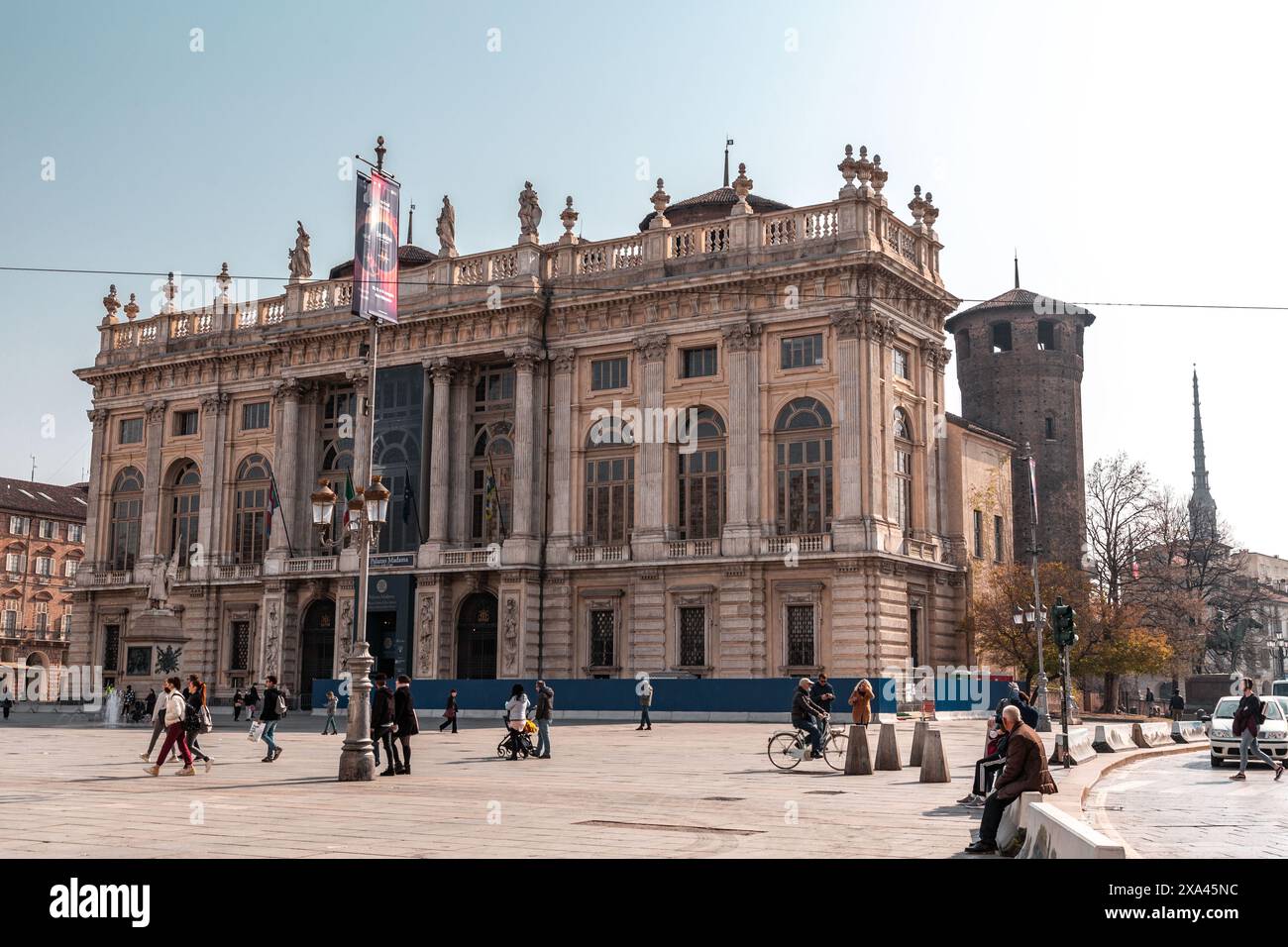 Torino, 28 marzo 2022: Palazzo Madama e Casaforte degli Acaja è un palazzo torinese. Situato in Piazza Castello. Foto Stock