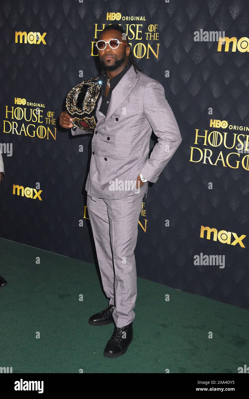 New York, New York, Stati Uniti. 3 giugno 2024. Swerve Strickland alla HBOÕs premiere della seconda stagione di House of the Dragon alla Hammerstein Ballroom al Manhattan Center di New York City il 3 giugno 2024. Crediti: Mpi099/Media Punch/Alamy Live News Foto Stock