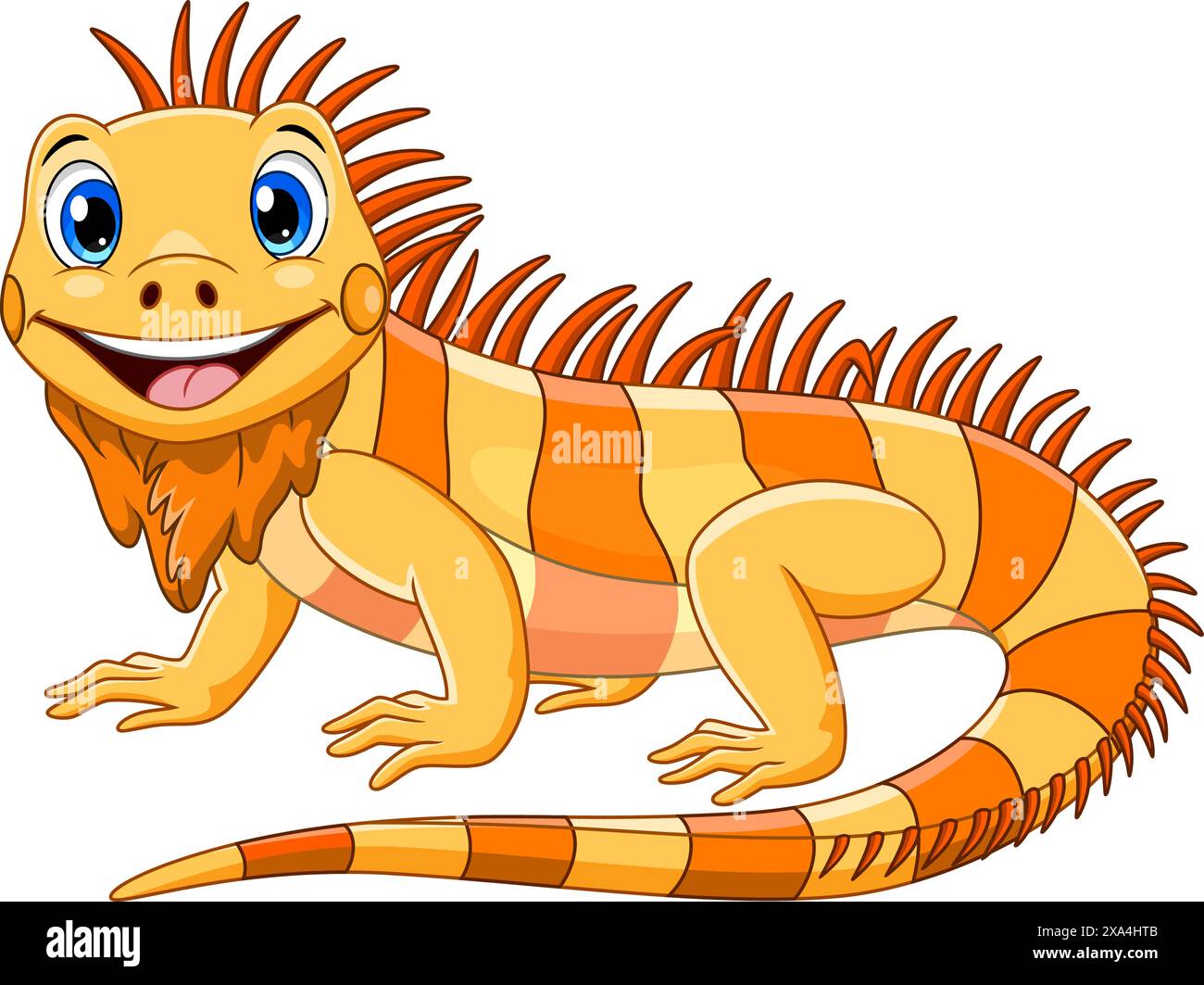 Illustrazione vettoriale di carino cartone animato verde iguana isolato su sfondo bianco Illustrazione Vettoriale