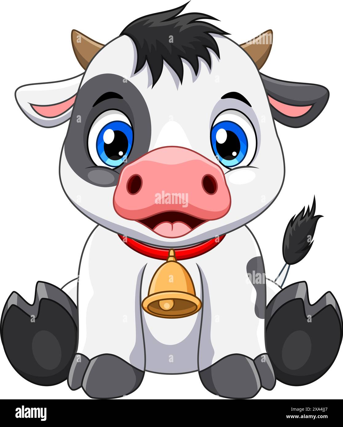 Cartoni animati carino illustrazione vettoriale della mucca su sfondo bianco Illustrazione Vettoriale