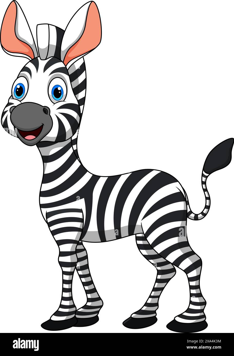 Cartoni animati Happy zebra isolati su sfondo bianco Illustrazione Vettoriale