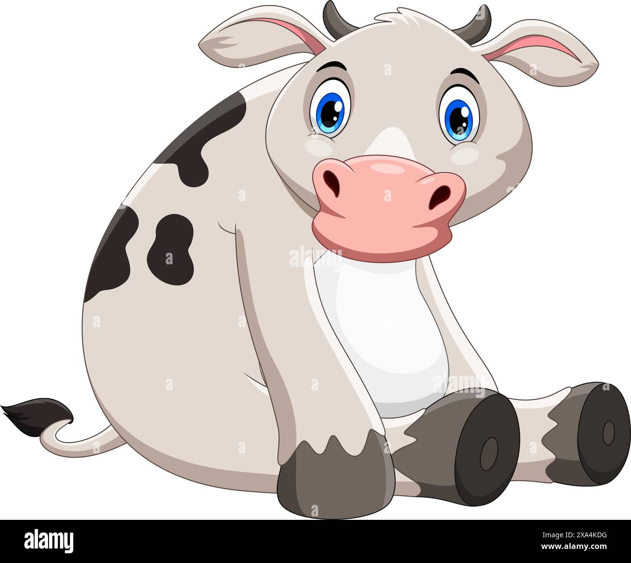 Cartoni animati carino illustrazione vettoriale della mucca su sfondo bianco Illustrazione Vettoriale