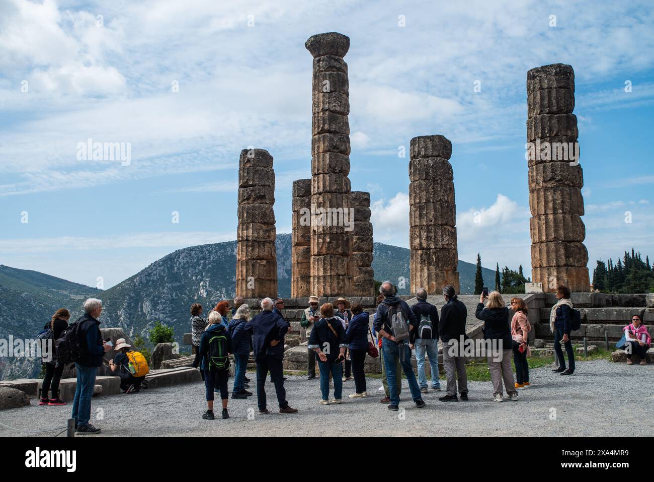 Tempel di Apollo, Delfi, Grecia Foto Stock