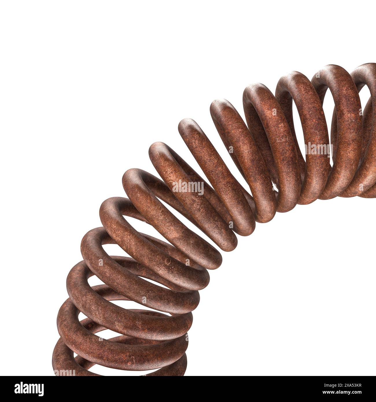 Molla metallica ruvida antiusura, sfondo trasparente isolato Foto Stock