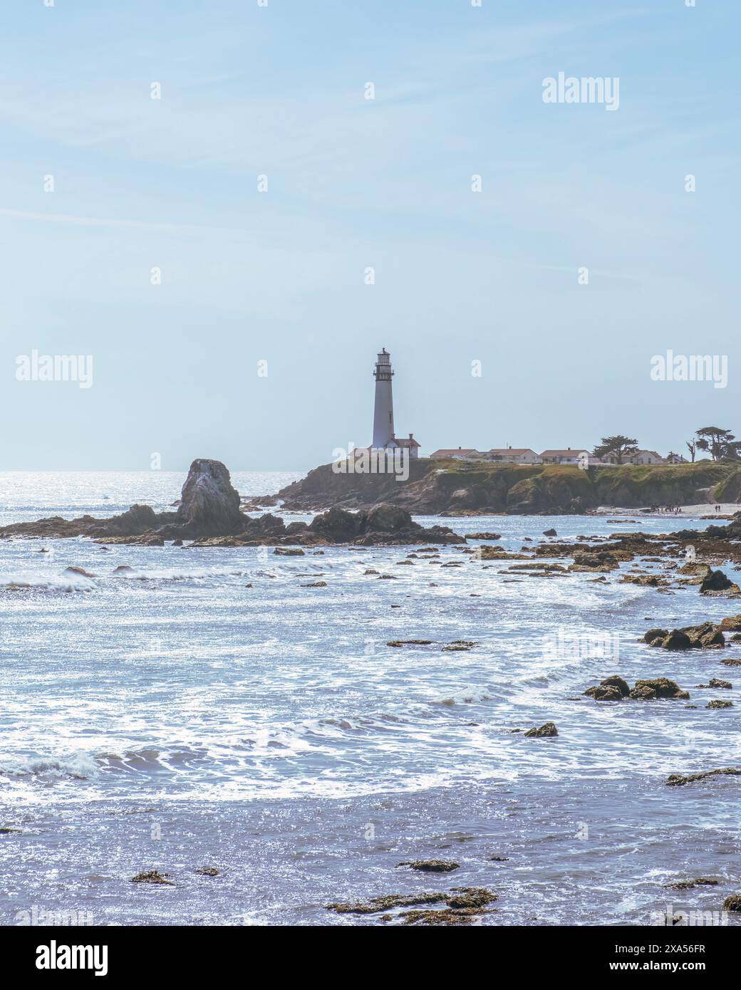 Un faro panoramico di Pigeon Point a Pescadero, California, Stati Uniti Foto Stock