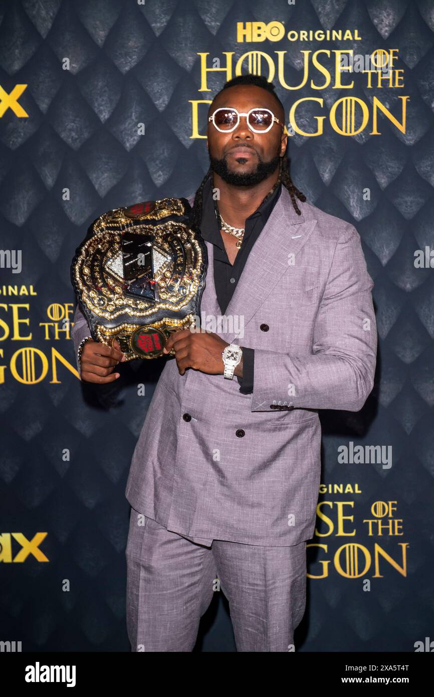 New York, Stati Uniti. 3 giugno 2024. Swerve Strickland parteciperà alla premiere della seconda stagione "House of the Dragon" della HBO presso la Hammerstein Ballroom di New York, New York, USA, il 3 giugno 2024. (Foto di Thenews2/NurPhoto) crediti: NurPhoto SRL/Alamy Live News Foto Stock