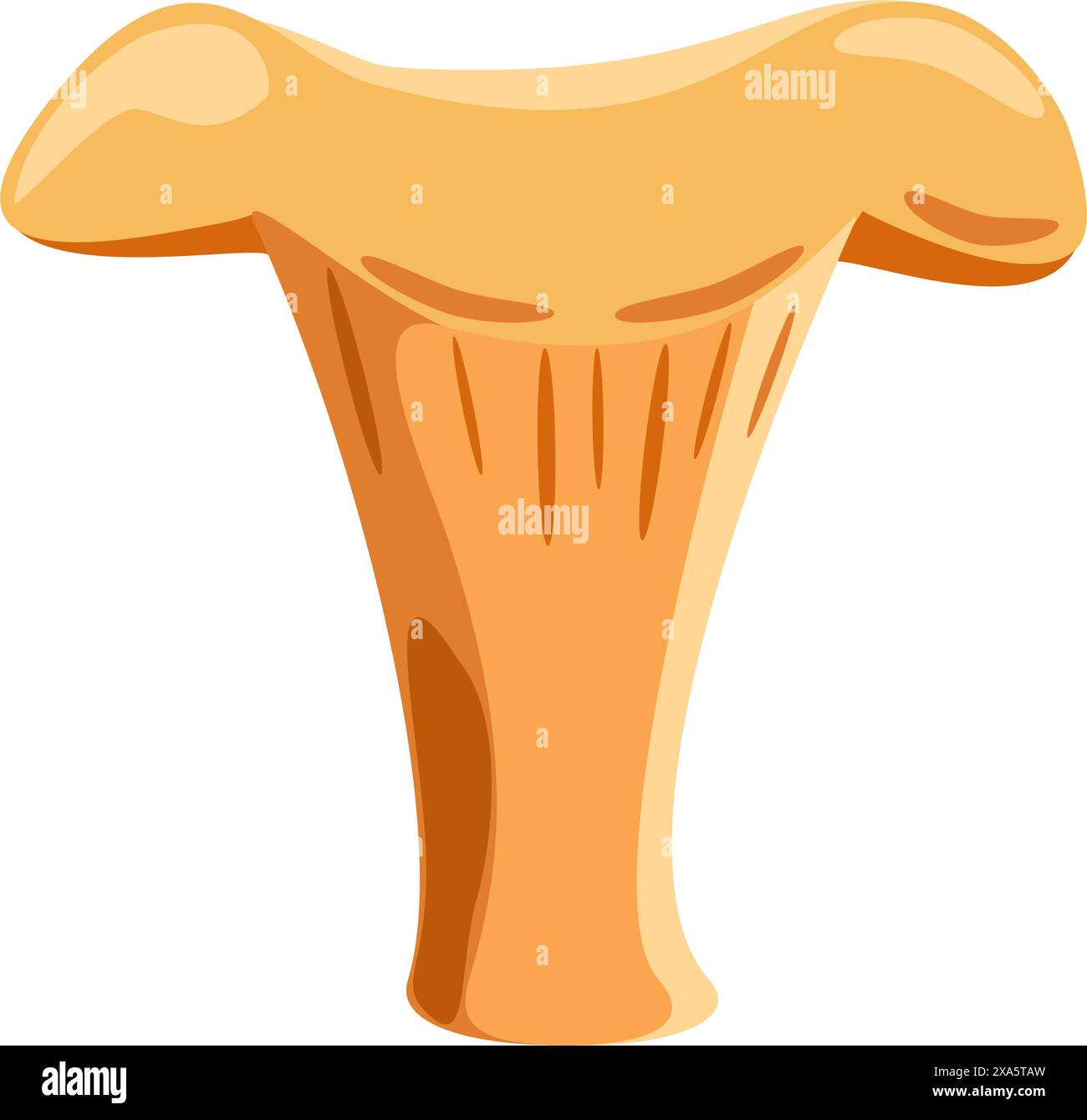 Canterello dorato a fungo in tecnica piatta, illustrazione vettoriale Illustrazione Vettoriale