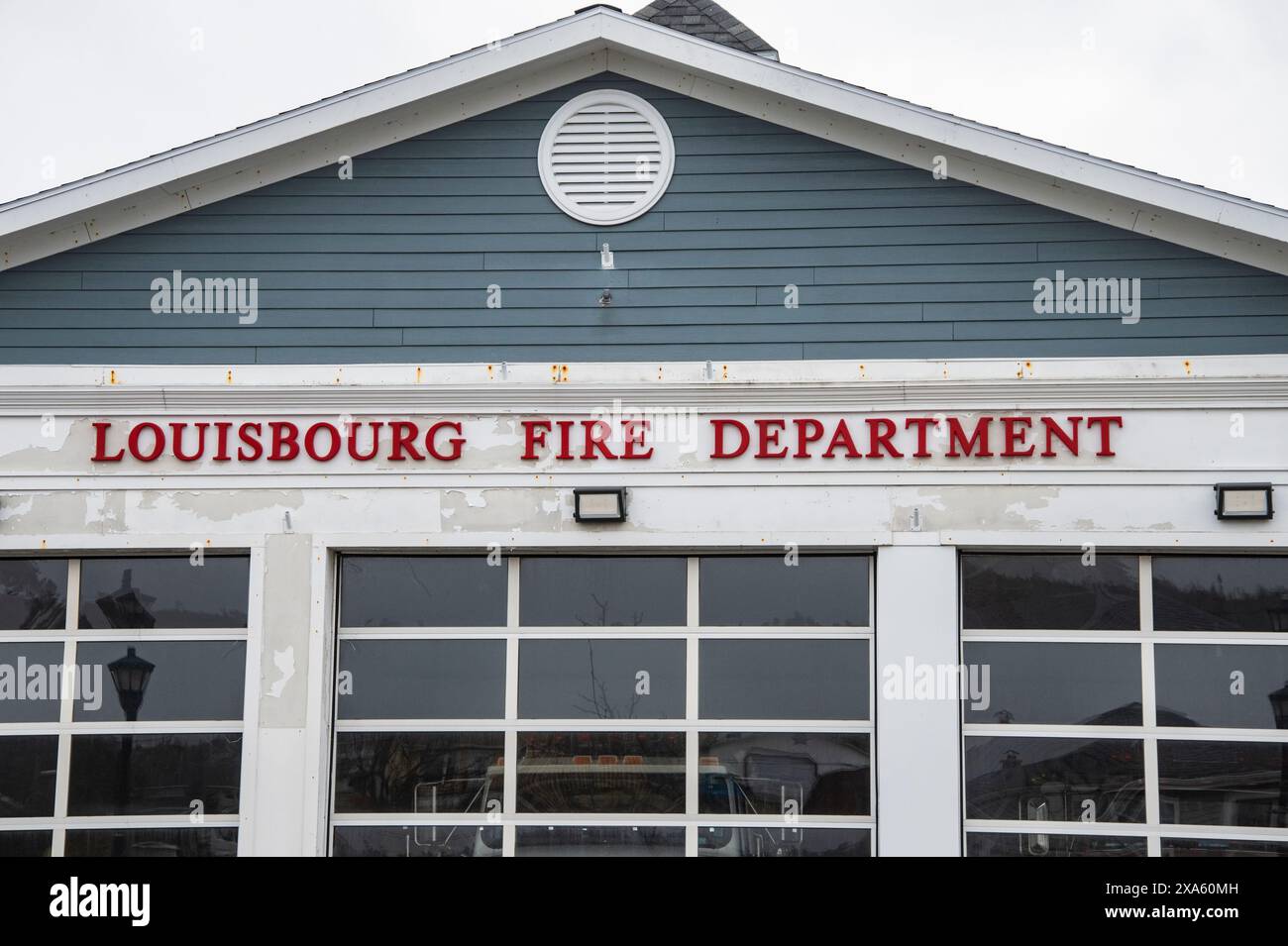 Cartello dei vigili del fuoco a Louisbourg, nuova Scozia, Canada Foto Stock