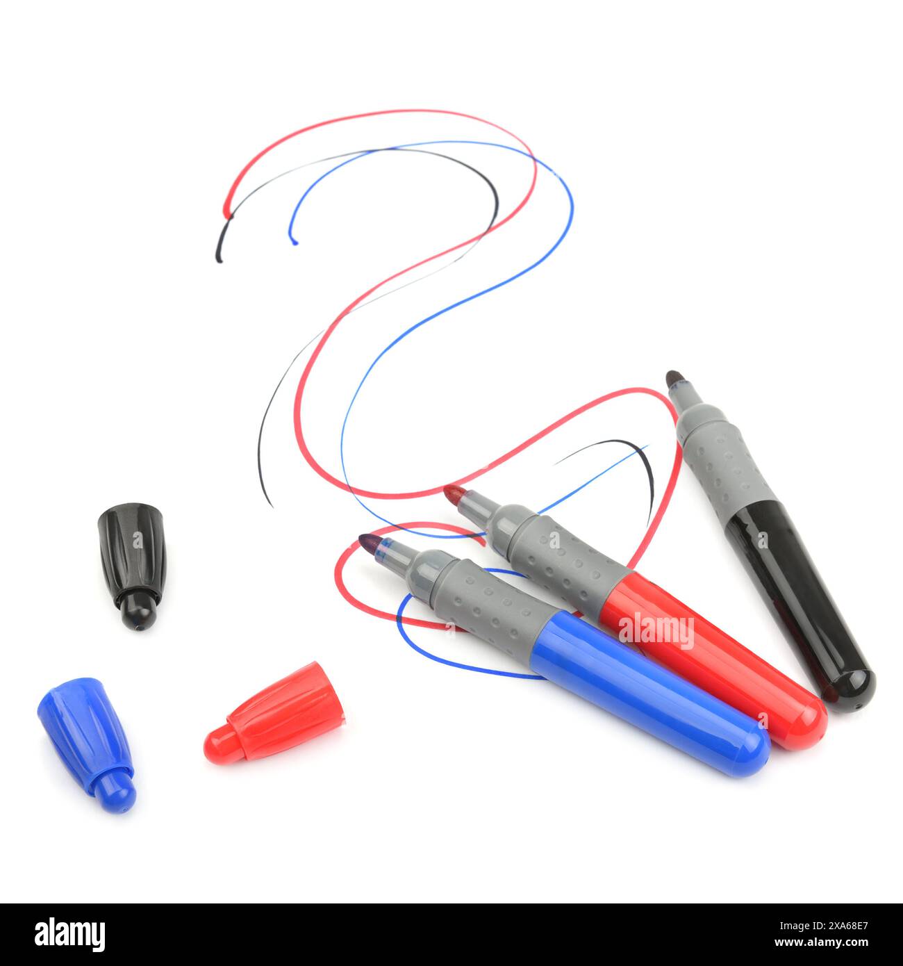 impostare i marcatori isolati su uno sfondo bianco Foto Stock