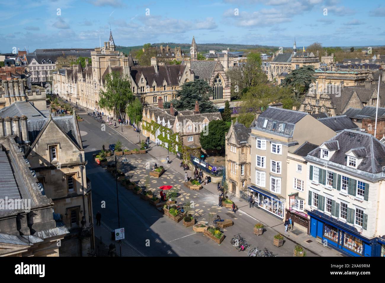 Vista aerea di Park Road a Oxford in una giornata di sole Foto Stock