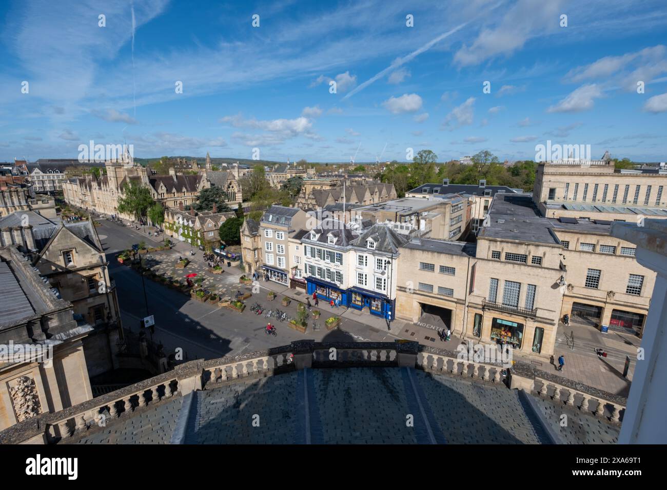 Vista aerea di Park Road a Oxford in una giornata di sole Foto Stock