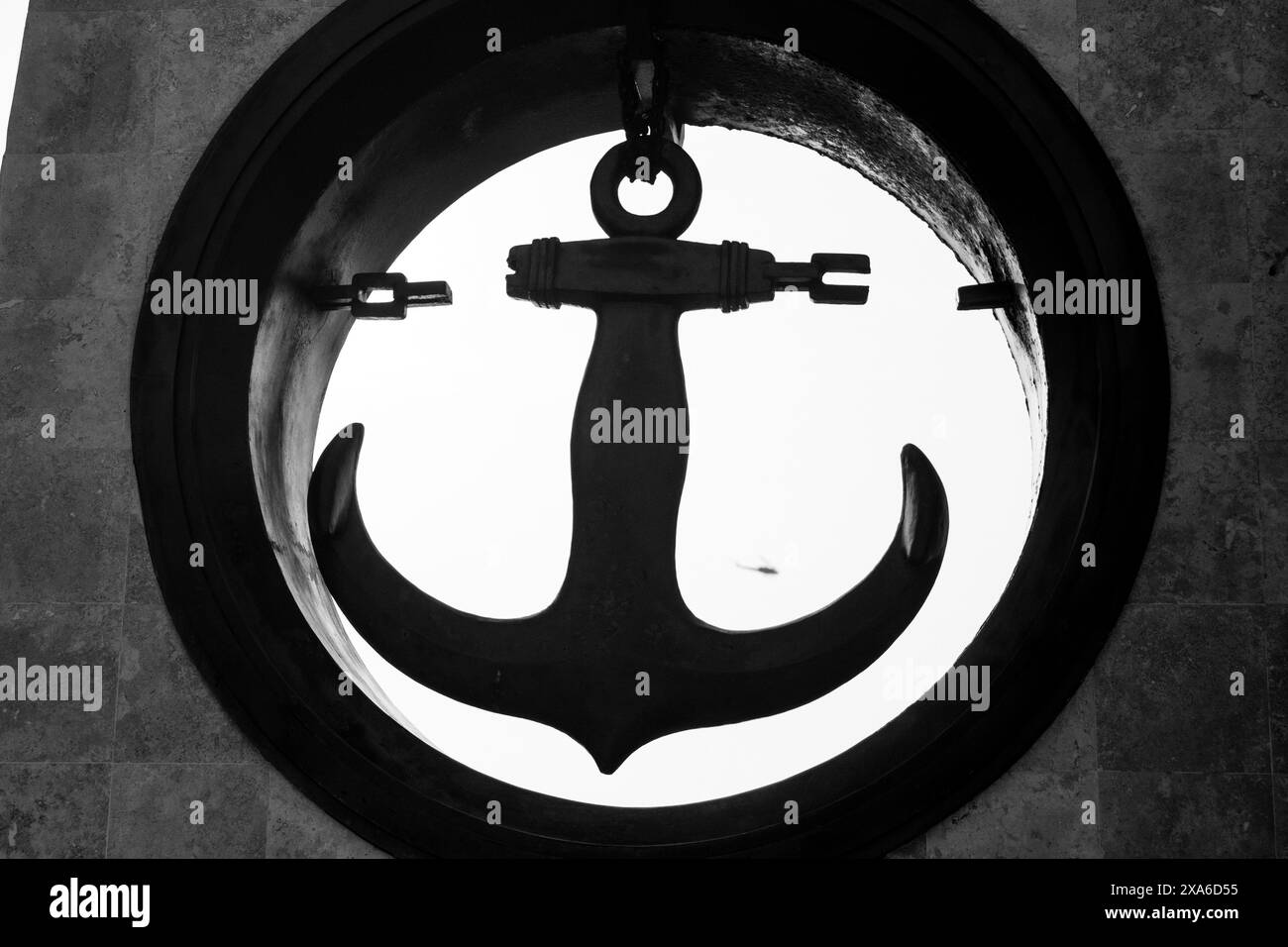 Emblema monocromatico a nchor dal design circolare Foto Stock