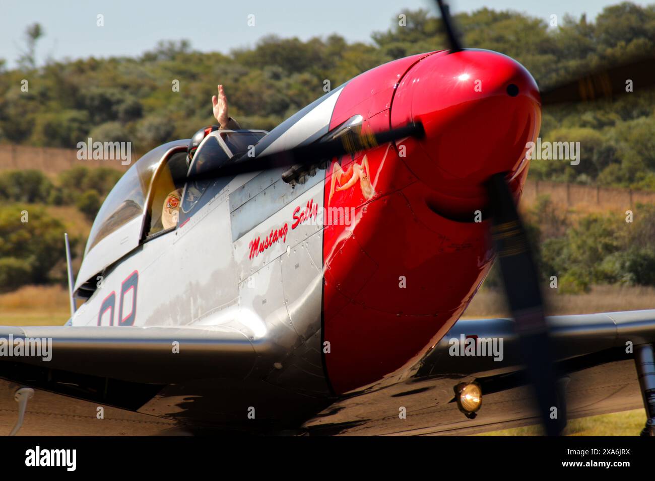Il Mustang p-51 D al SAAF Museum Annual Airshow 2024 Swartkops Airforce base Pretoria Foto Stock