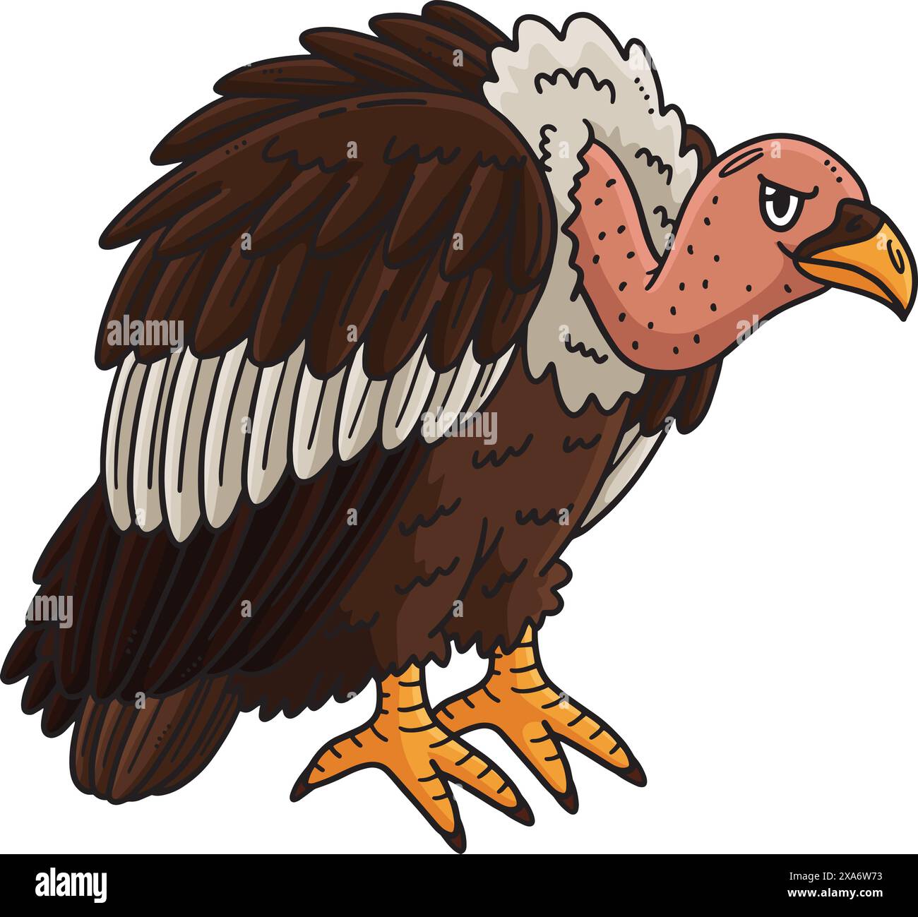 Illustrazione Clipart colorata di cartone animato per uccelli avvoltoio Illustrazione Vettoriale