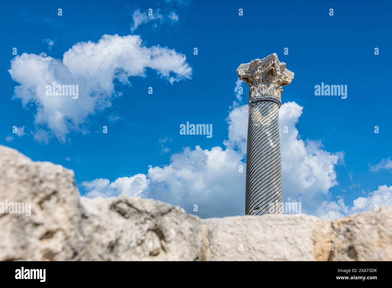 Sito archeologico, Kourion, distretto di Akrotiri, Repubblica di Cipro Foto Stock