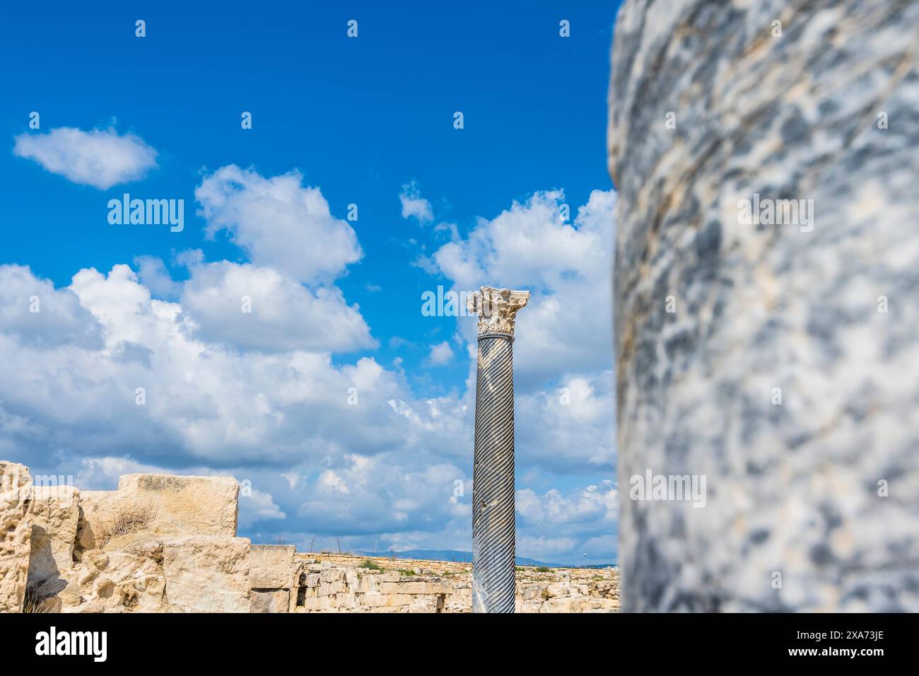 Sito archeologico, Kourion, distretto di Akrotiri, Repubblica di Cipro Foto Stock