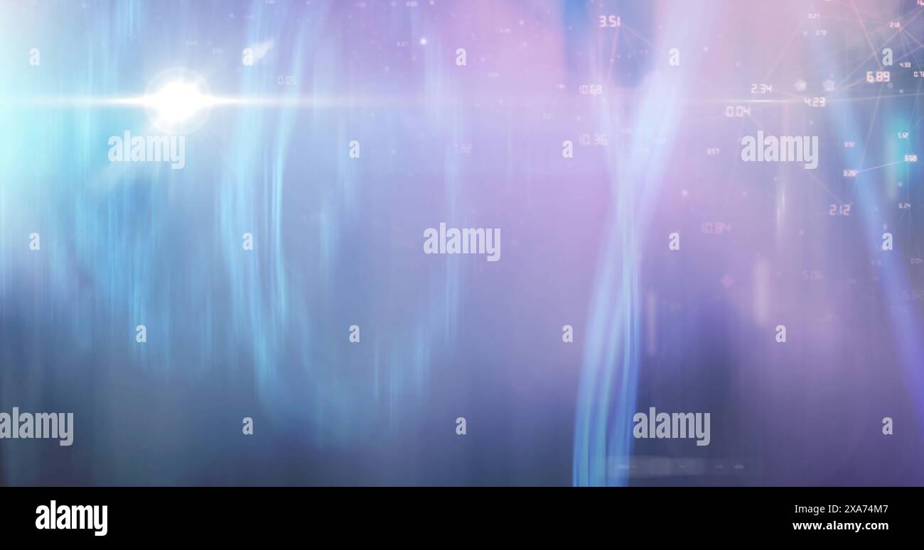 Immagine della rete di connessione e si illumina su sfondo blu e nero Foto Stock