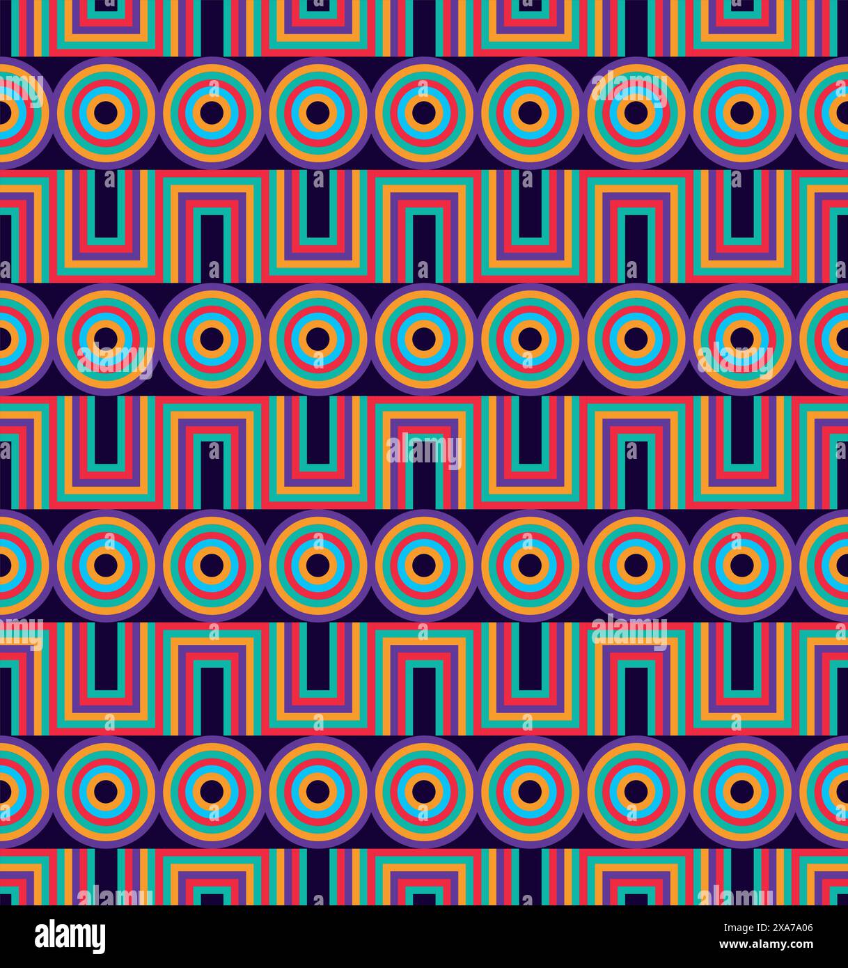 antiche figure geometriche colorate basate su disegni indigeni senza cuciture Illustrazione Vettoriale