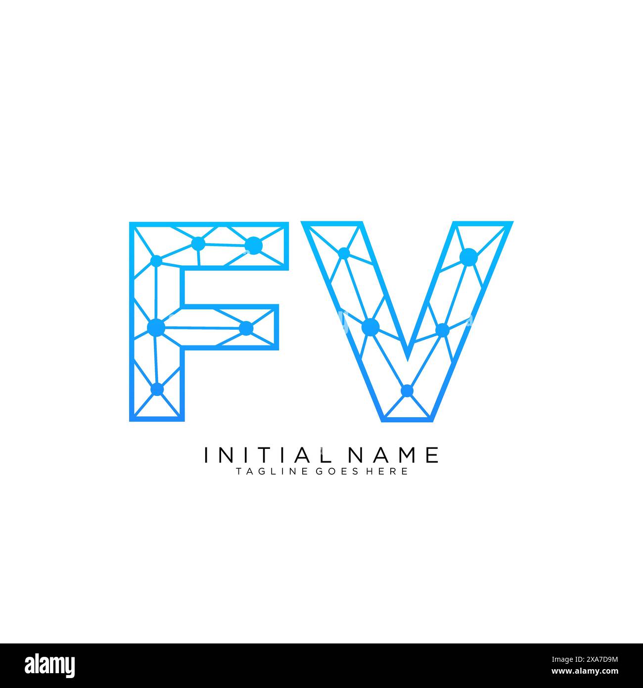 Modello di design dell'icona del logo tecnico FV Illustrazione Vettoriale