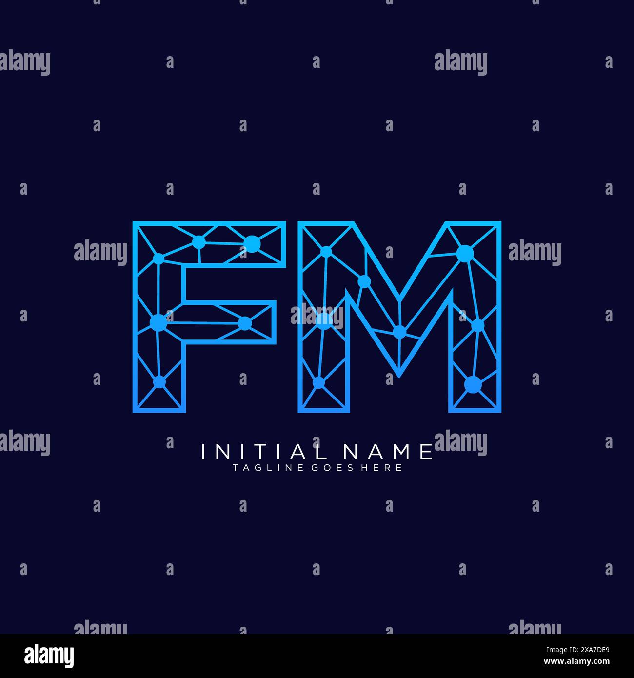 Modello di design icona logo tecnico FM Illustrazione Vettoriale