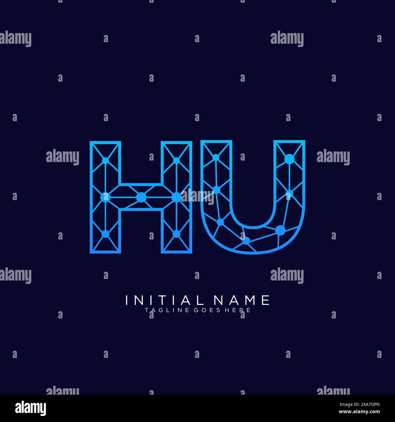 Modello di design icona logo HU tech Illustrazione Vettoriale
