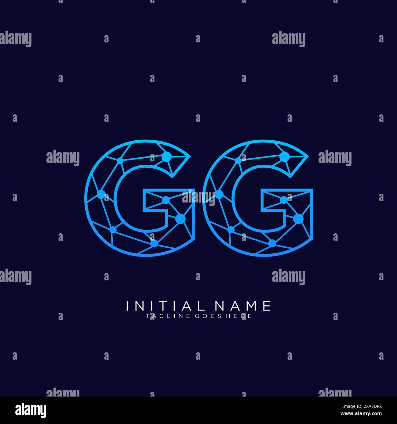 Modello di design dell'icona del logo GG Tech Illustrazione Vettoriale