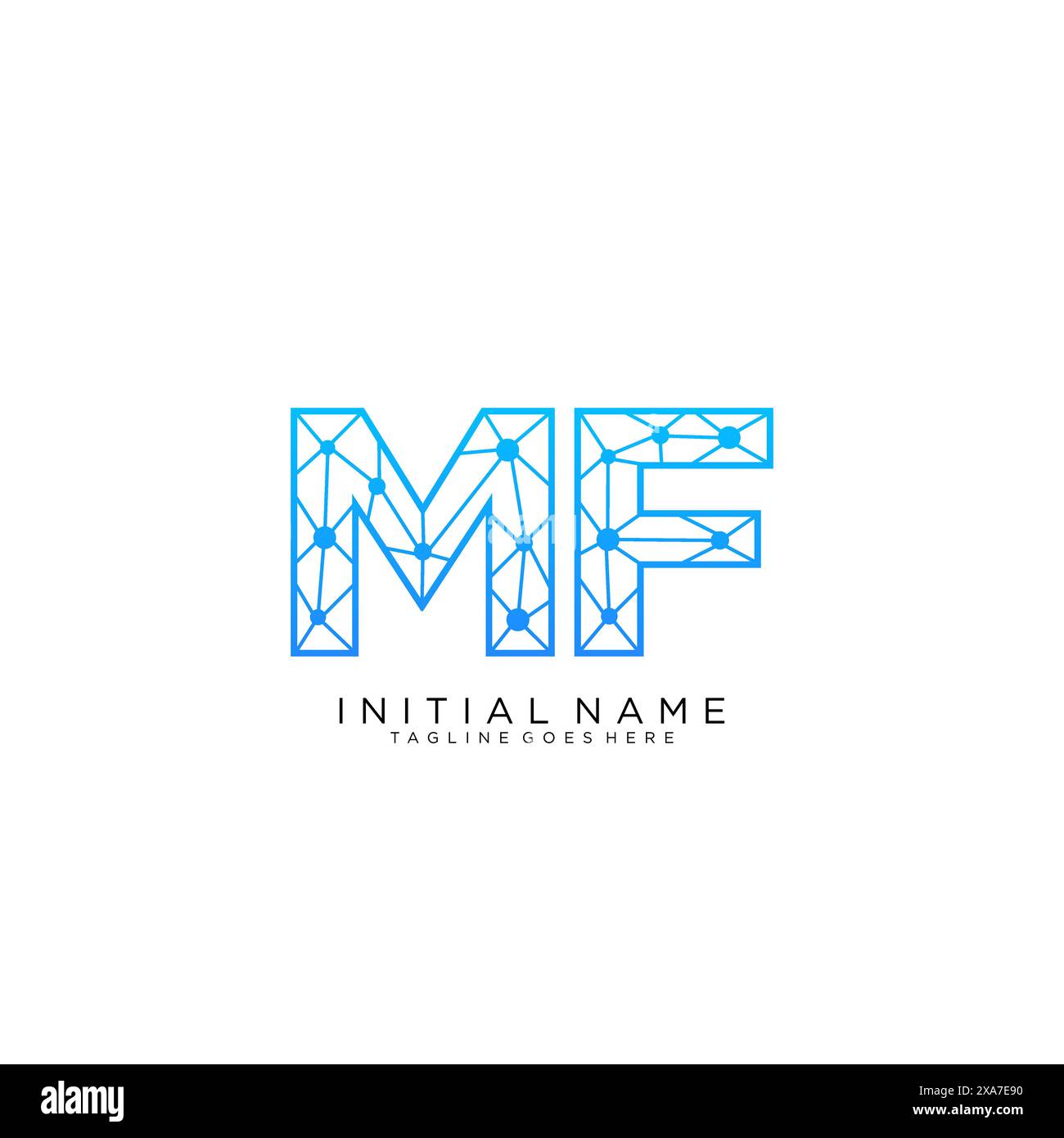 Modello di design dell'icona del logo tecnico MF Illustrazione Vettoriale