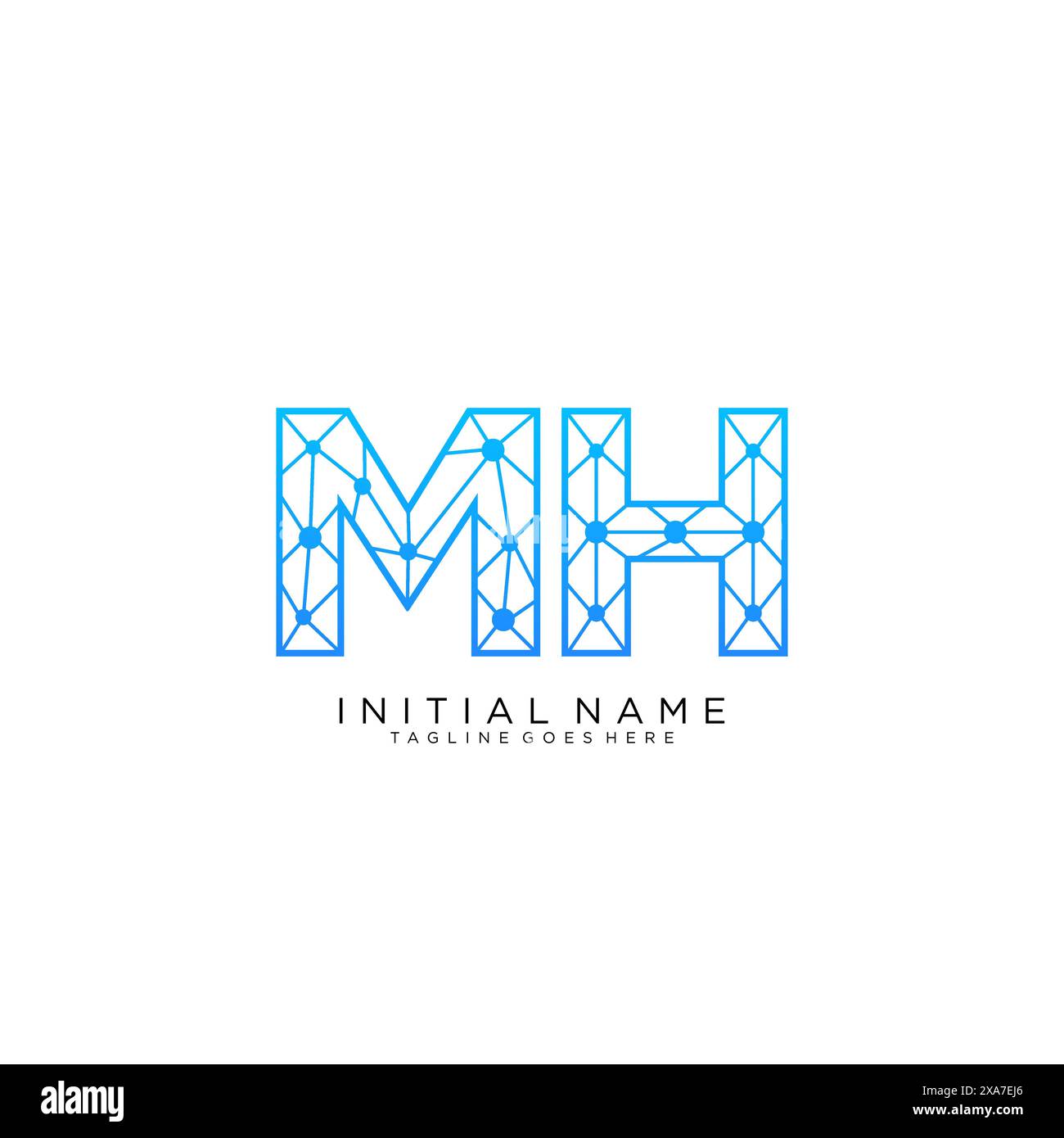 Modello di design dell'icona del logo MH tech Illustrazione Vettoriale