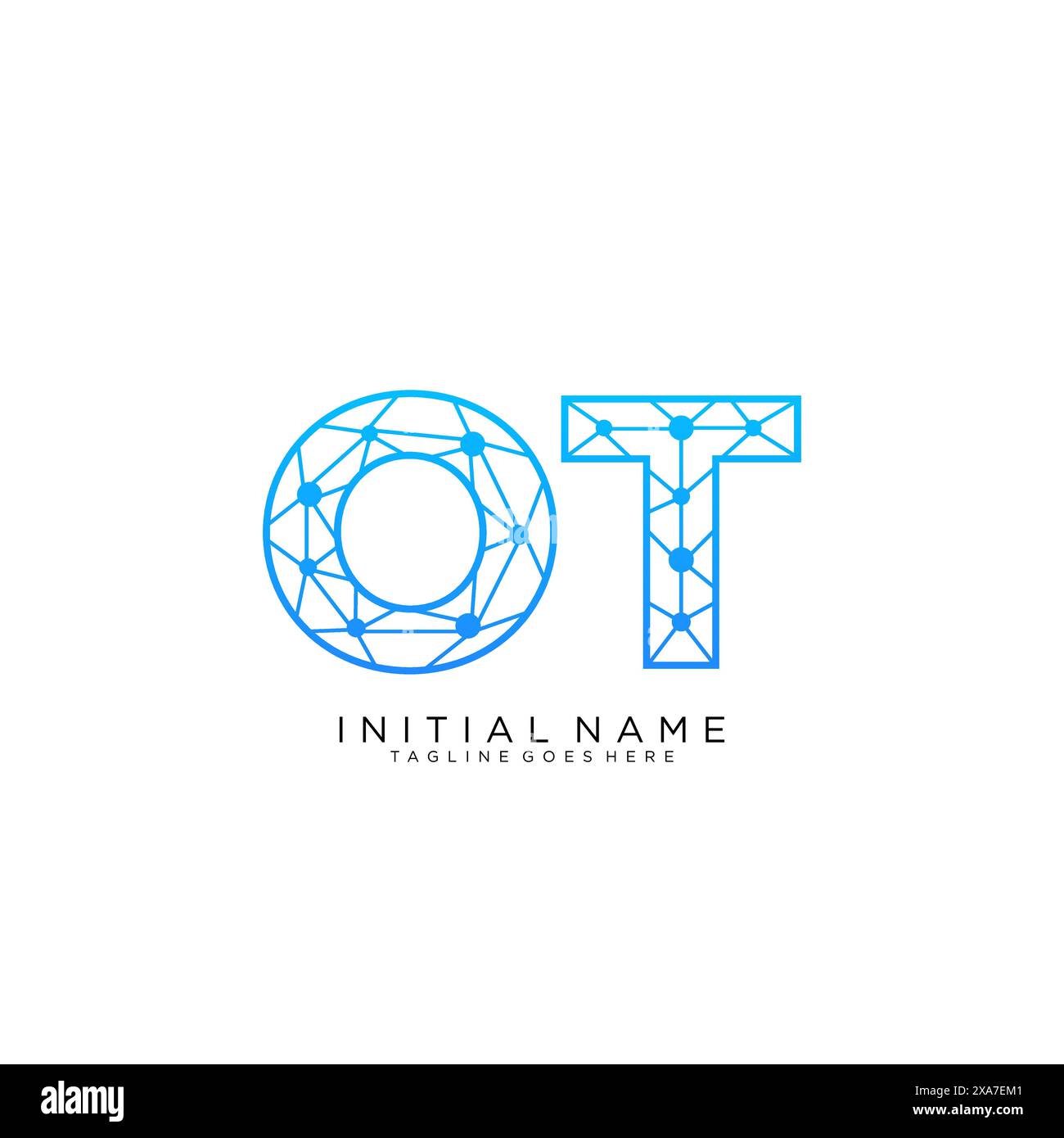 Modello di design dell'icona del logo OT Tech Illustrazione Vettoriale