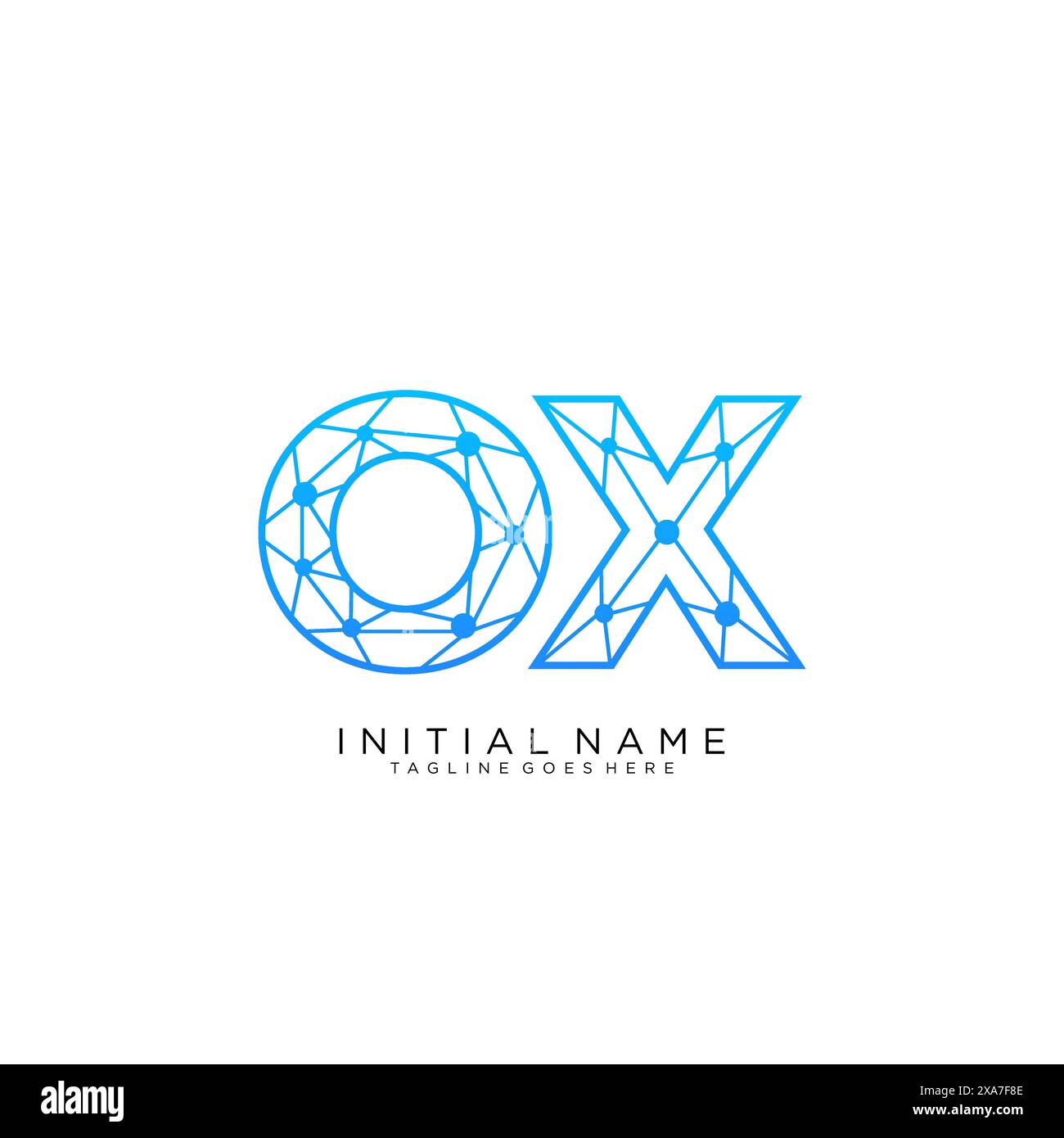 Modello di design dell'icona del logo OX Tech Illustrazione Vettoriale