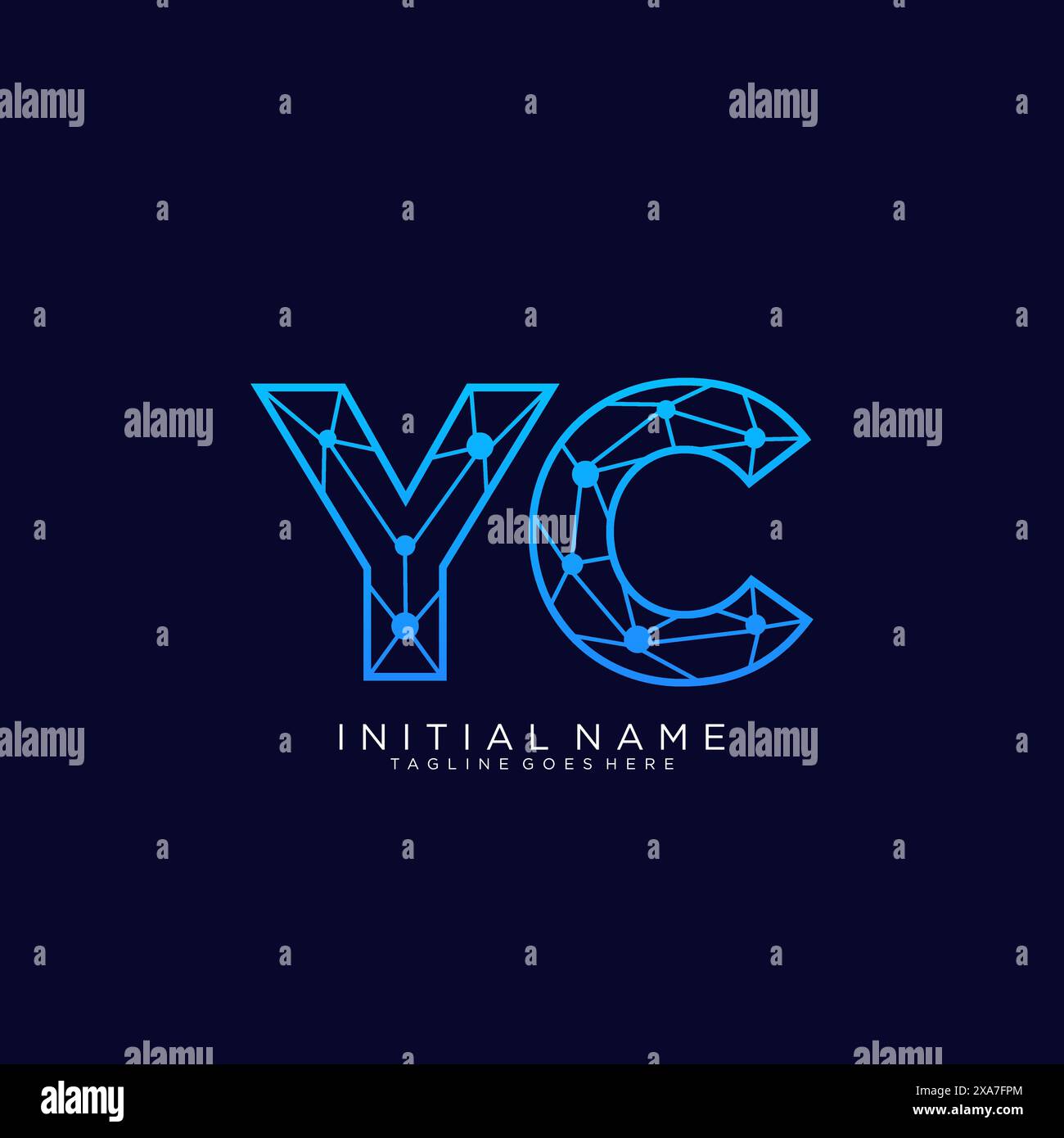 Modello di design icona logo YC Tech Illustrazione Vettoriale