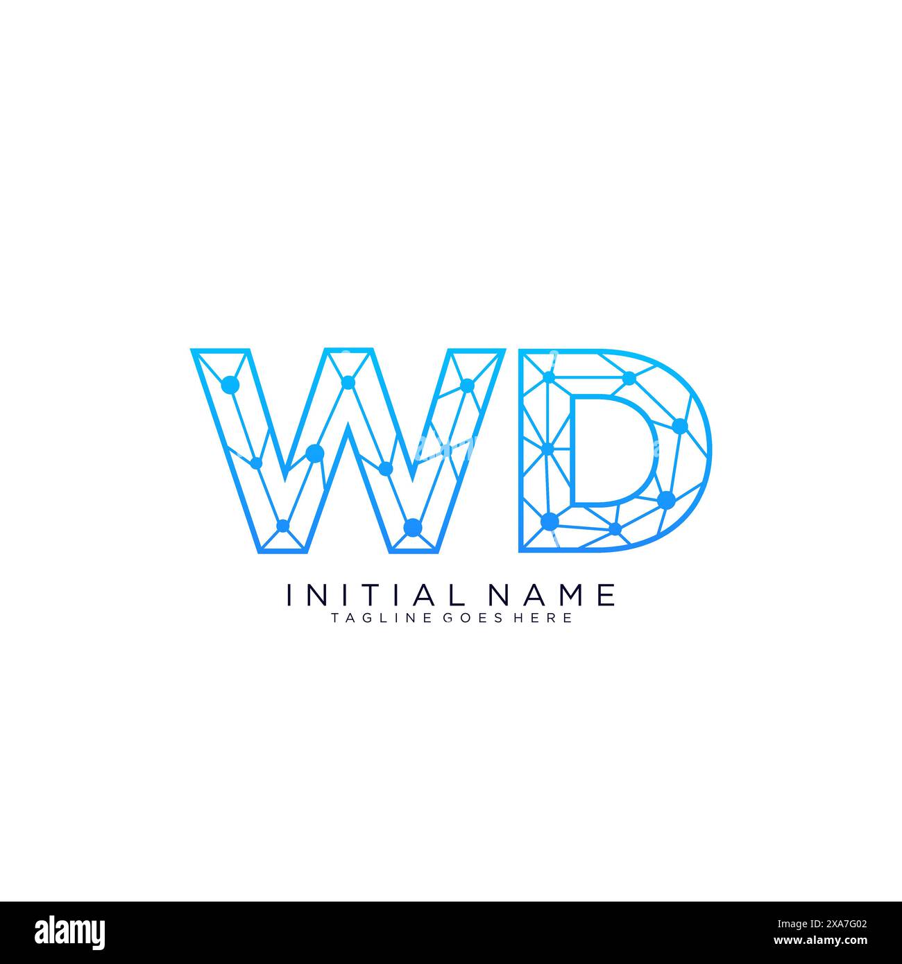 Modello di design icona logo WD tech Illustrazione Vettoriale