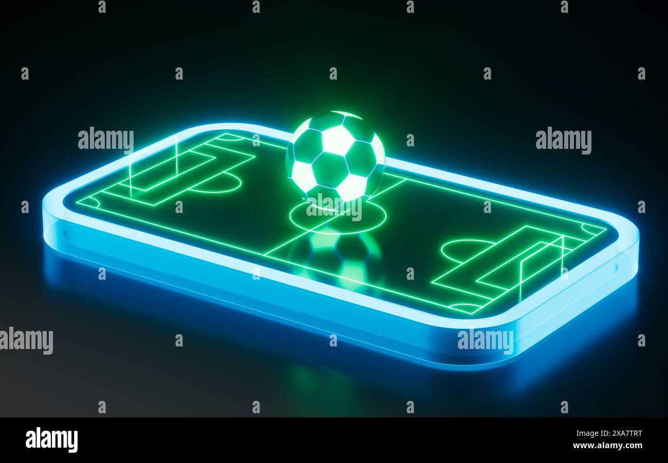 Linee di campo al neon astratte, rendering 3d. illustrazione 3d. Foto Stock