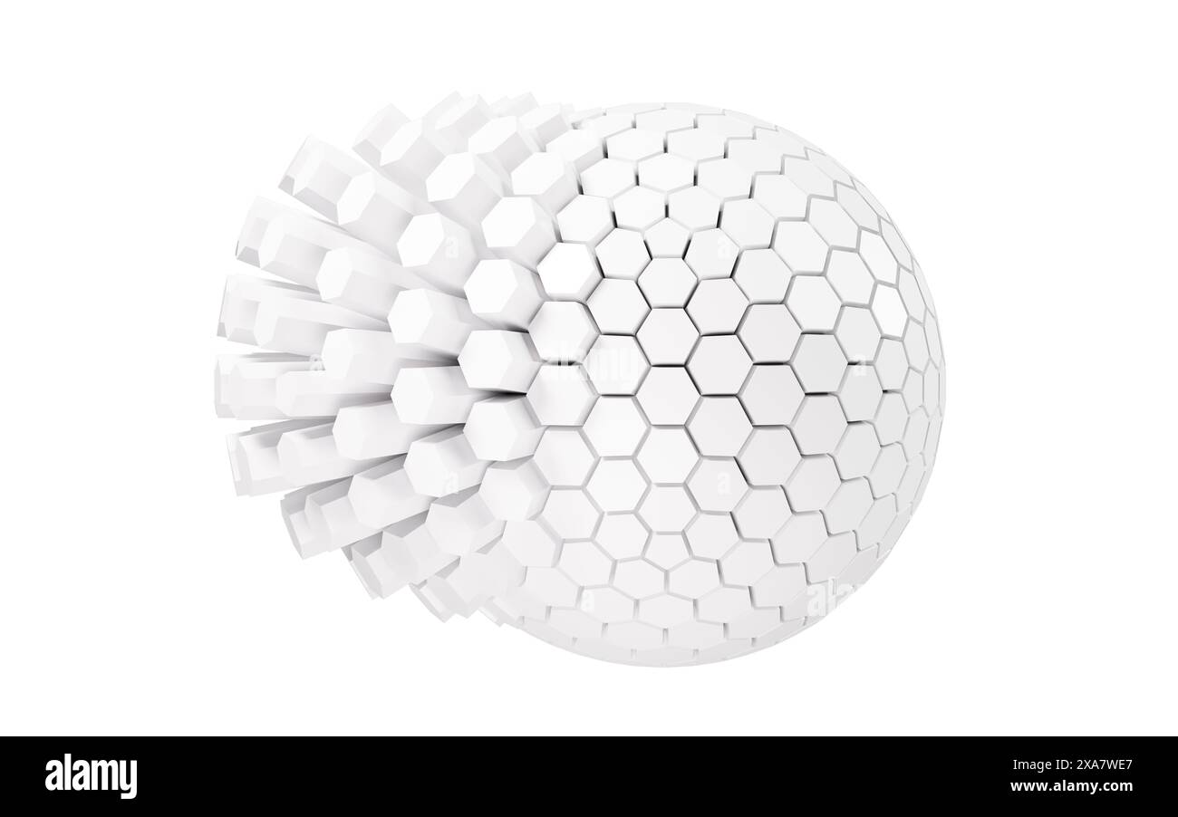 Sfera astratta bianca, rendering 3d. illustrazione 3d. Foto Stock