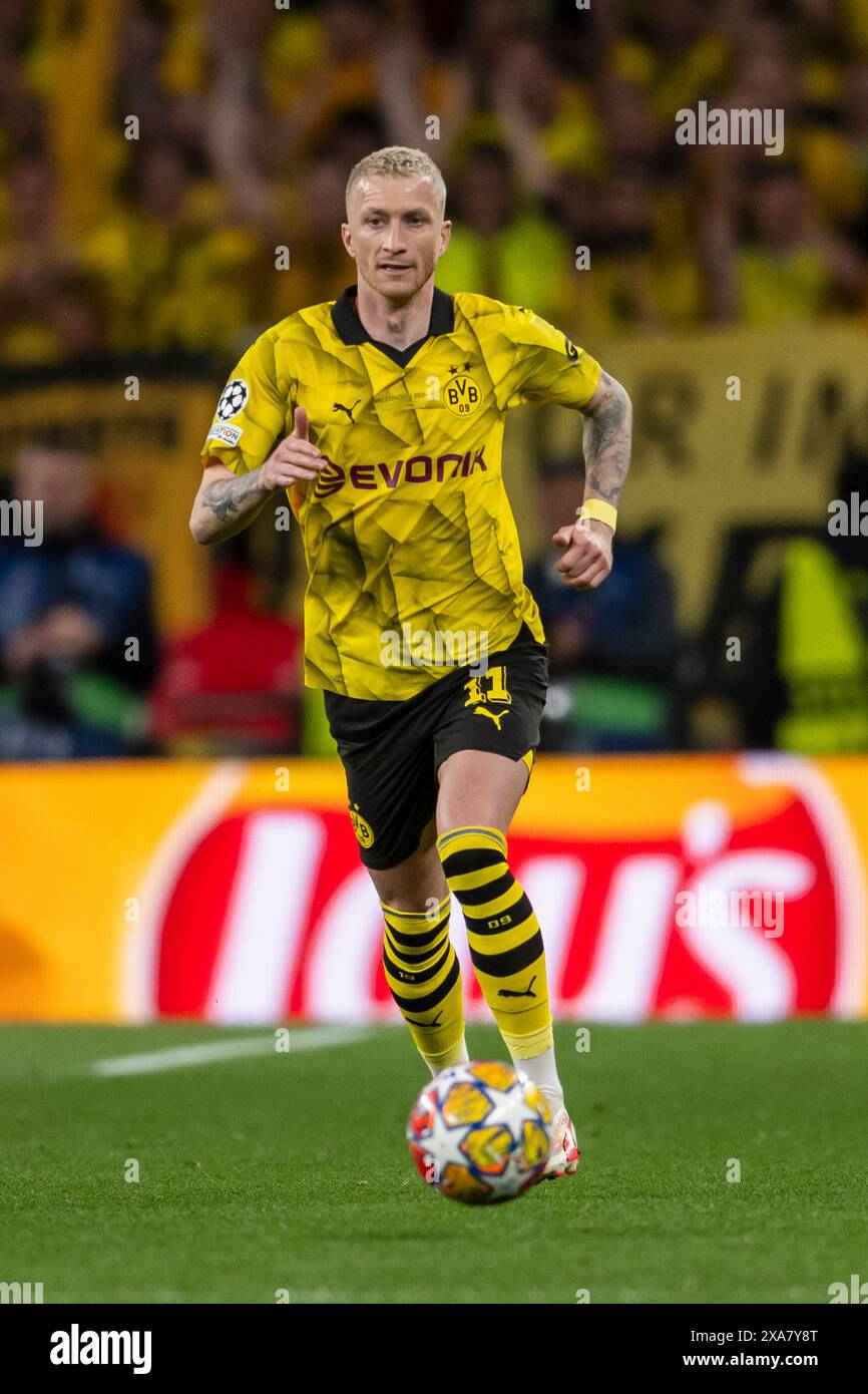 Marco Reus (Borussia Dortmund) durante la partita di UEFA Champions League 2023 2024 tra il Borussia Dortmund 0-2 Real Madrid allo stadio di Wembley il 1 giugno 2024 a Londra, Inghilterra. Crediti: Maurizio Borsari/AFLO/Alamy Live News Foto Stock