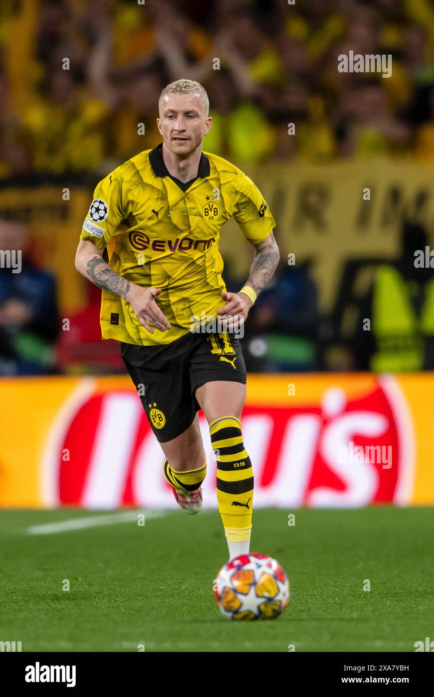 Marco Reus (Borussia Dortmund) durante la partita di UEFA Champions League 2023 2024 tra il Borussia Dortmund 0-2 Real Madrid allo stadio di Wembley il 1 giugno 2024 a Londra, Inghilterra. Crediti: Maurizio Borsari/AFLO/Alamy Live News Foto Stock