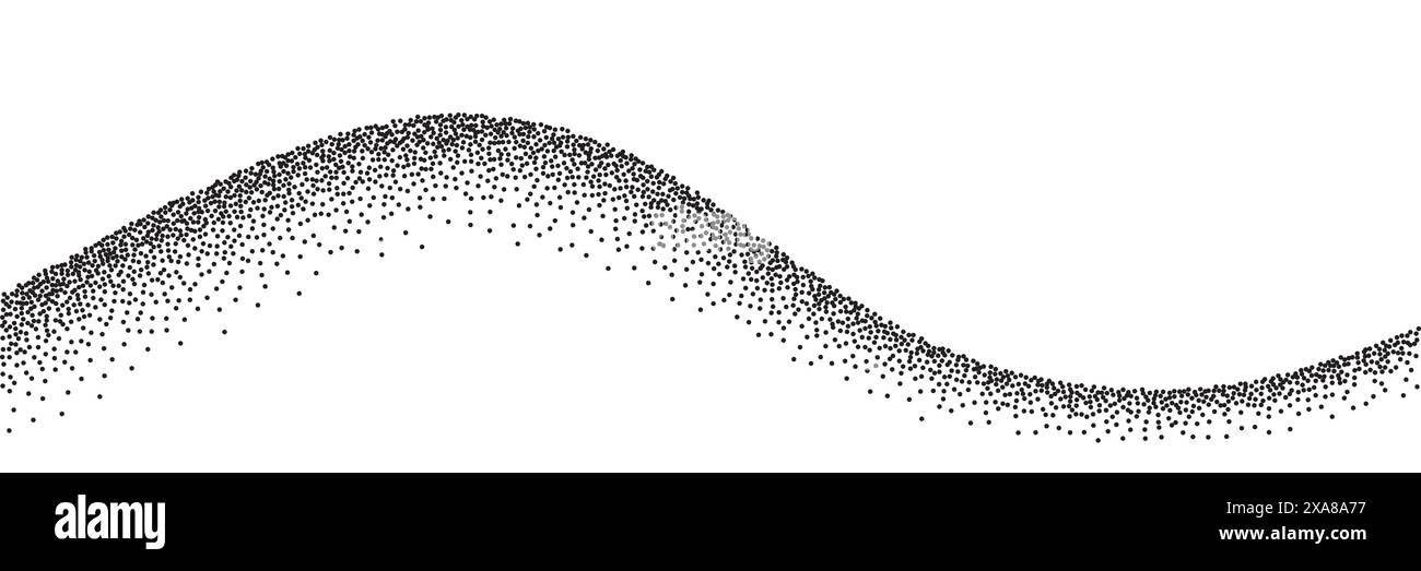 Sfondo con motivo ondulato. Trama tratteggiata con rumore nero, linee di puntamento astratte, effetto grana sabbia, illustrazione vettoriale isolata su Illustrazione Vettoriale