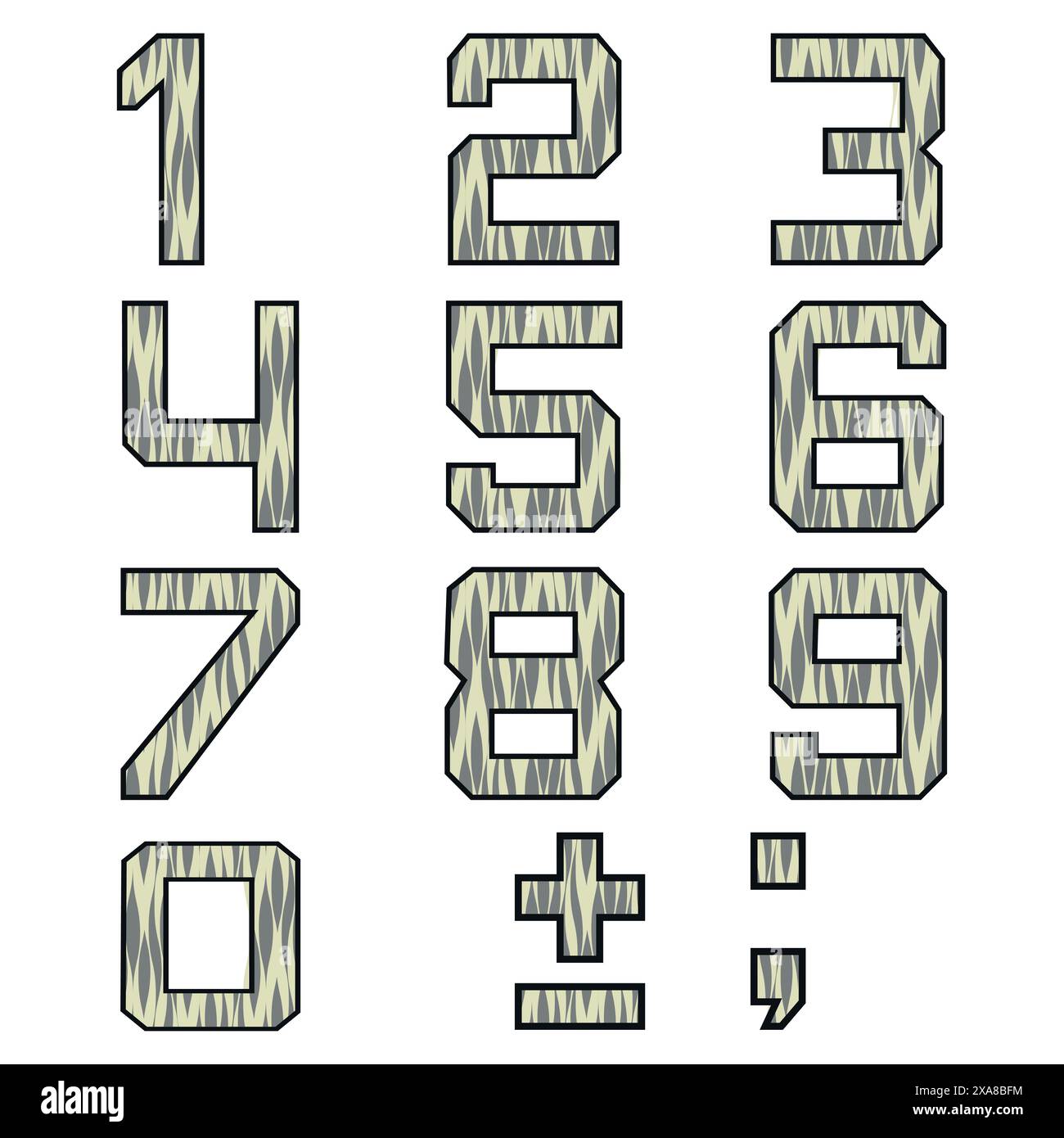Impostare i numeri neri su uno sfondo bianco. Schema astratto grafico. Illustrazione Vettoriale