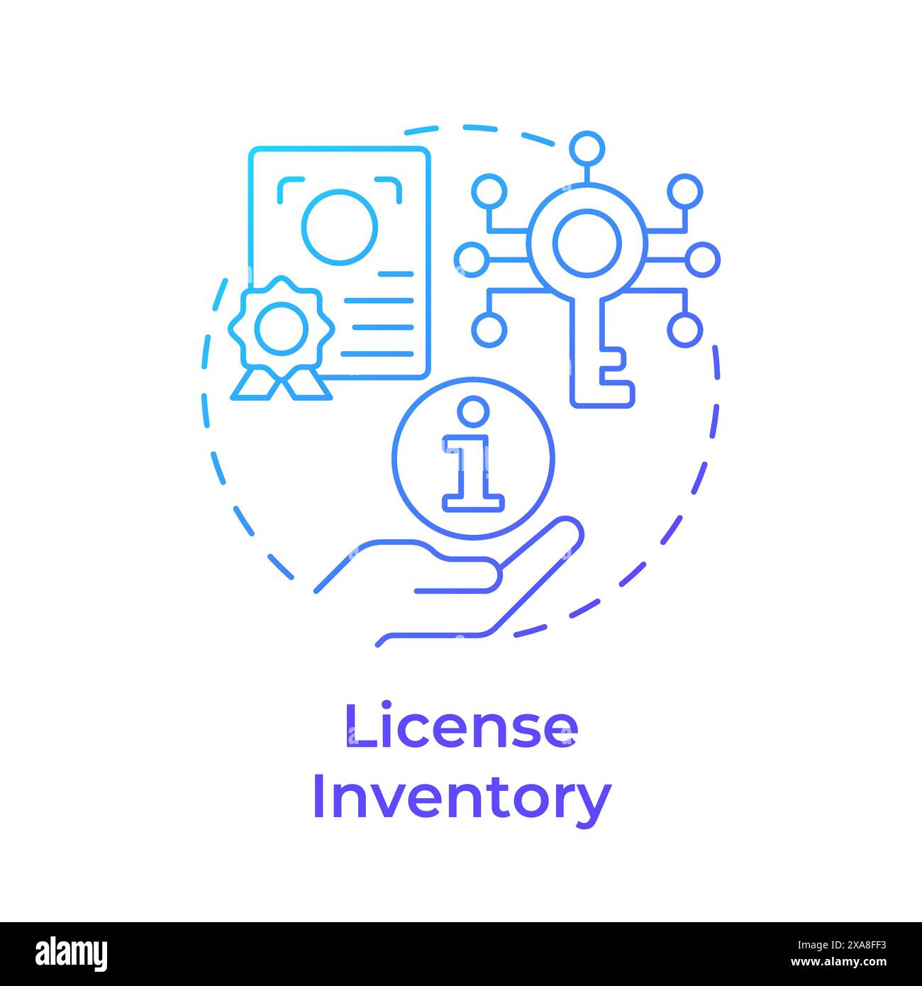 Icona del concetto gradiente blu inventario licenze Illustrazione Vettoriale