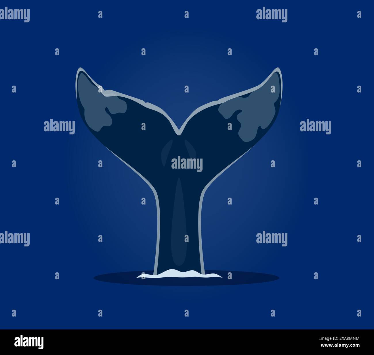Carattere degli animali marini sottomarini, lettera Y come coda di balena per l'alfabeto sottomarino dei cartoni animati, tipo ABC vettoriale. Font di animali marini o caratteri dell'oceano con personaggi dei cartoni animati, coda di pesci balena in acqua come lettera Y Illustrazione Vettoriale
