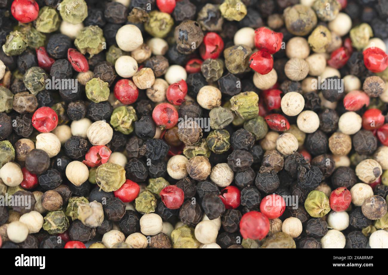Mix di pepe bianco, rosso, nero e verde Foto Stock