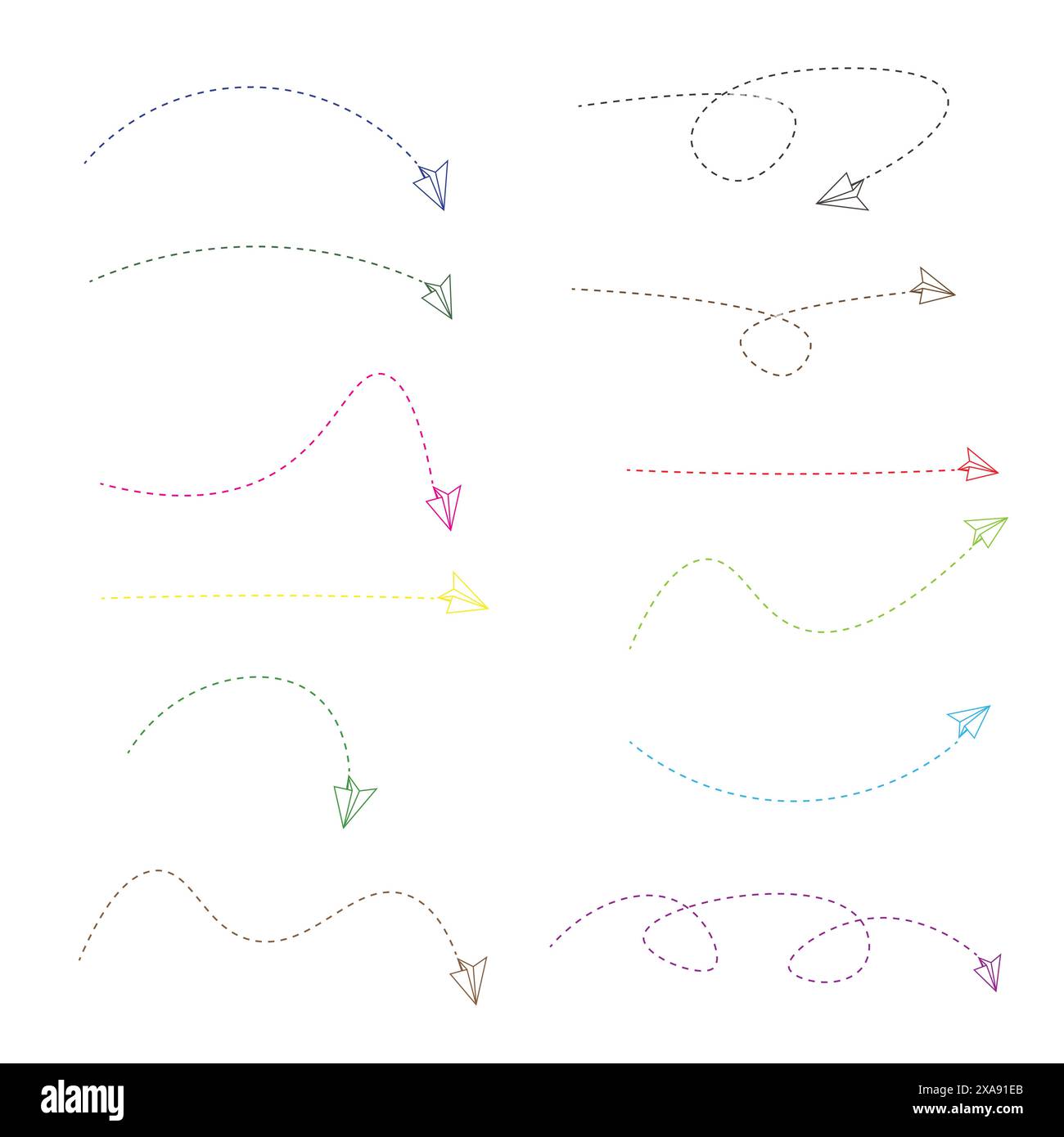 Serie di frecce tratteggiate Illustrazione Vettoriale