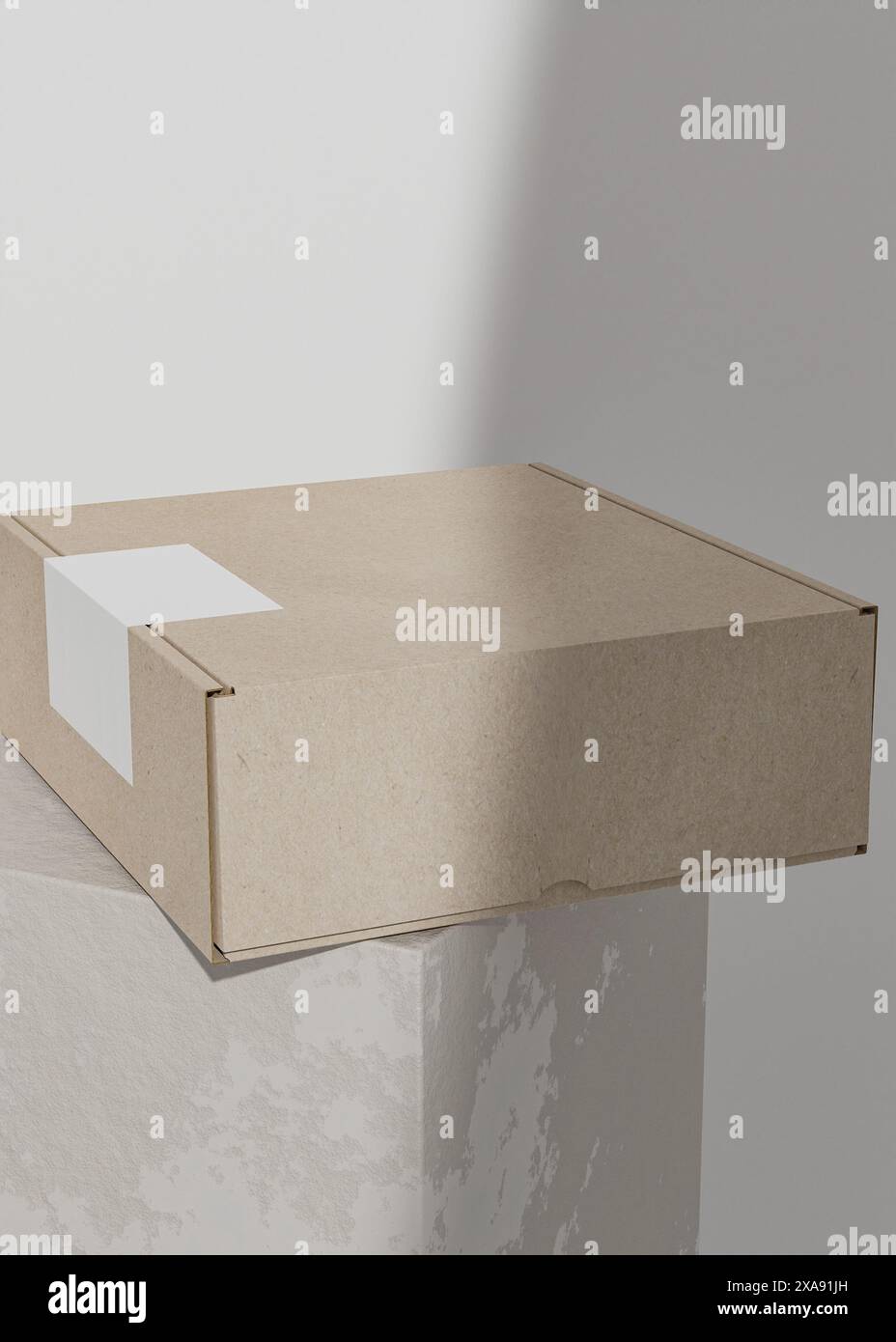 Scatola di cartone con trama da utilizzare per il mockup Foto Stock