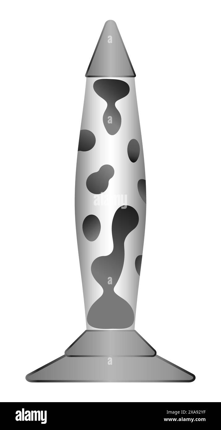 Lampada Cartoon lava bianco e nero illustrazione vettoriale monocromatica stile retro isolato su sfondo bianco Illustrazione Vettoriale