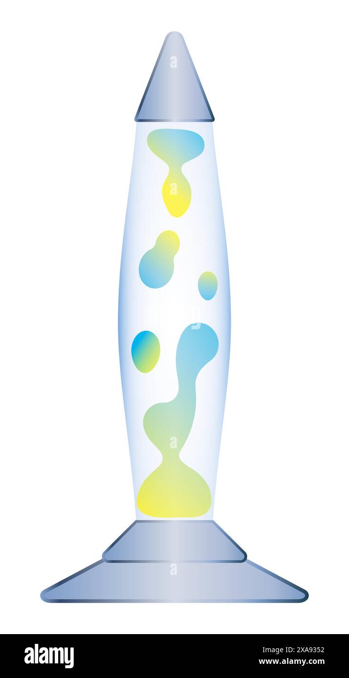 Lampada cartoon lava illustrazione vettoriale linea stile retro isolato su sfondo bianco Illustrazione Vettoriale