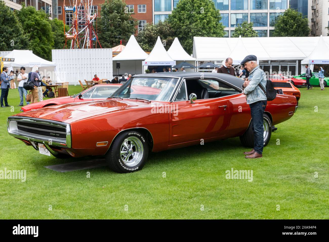 1970 Dodge Charger 440 R/T 500 Magnum al 2024 London Concours presso la Honourable Artillery Company nella City of London UK Foto Stock