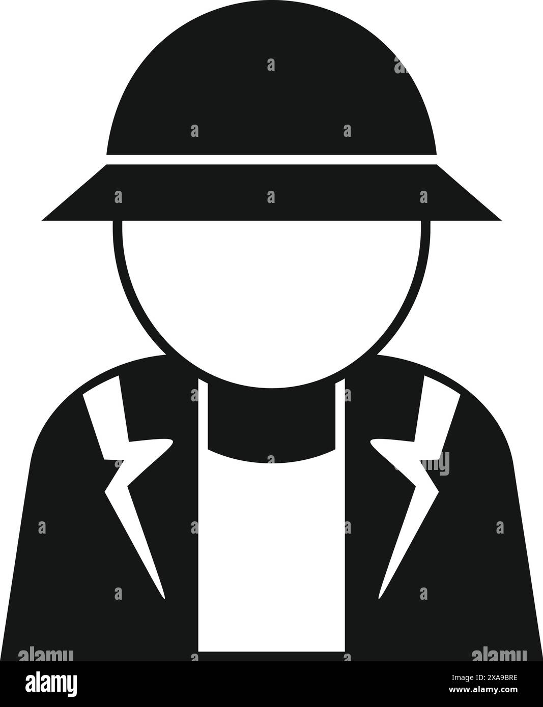 Silhouette nera di una guida safari che indossa un cappello, perfetta per rappresentare il turismo Illustrazione Vettoriale