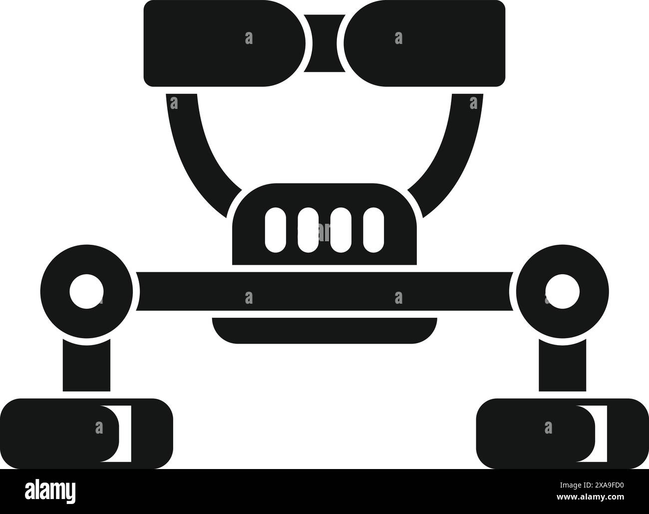 Futuristico rilevatore di metalli per la ricerca di tesori, avventure ed esplorazioni con tecnologia avanzata e sofisticate apparecchiature elettroniche Illustrazione Vettoriale