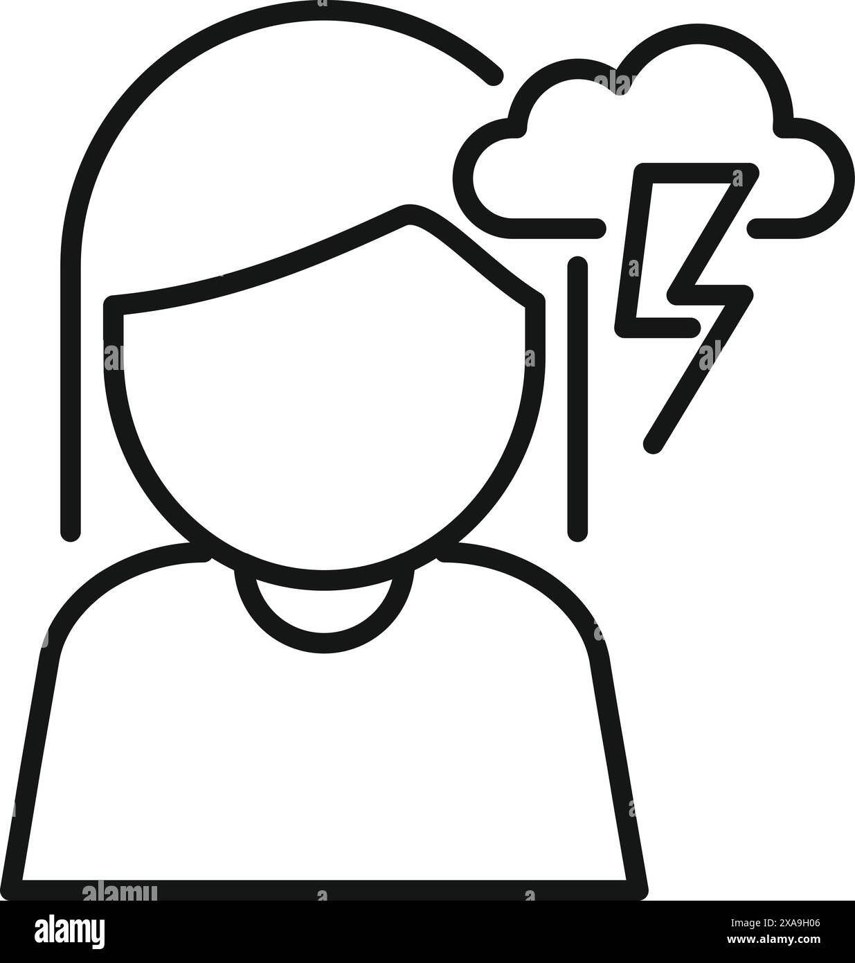 Semplice icona che trasmette stress e ansia con un fulmine Illustrazione Vettoriale
