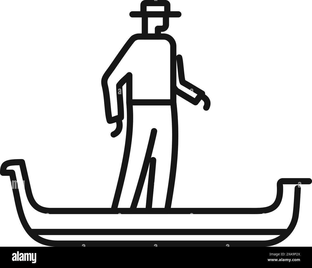 Gondolier sta saltando sulla sua gondola, aspettando i suoi prossimi passeggeri Illustrazione Vettoriale